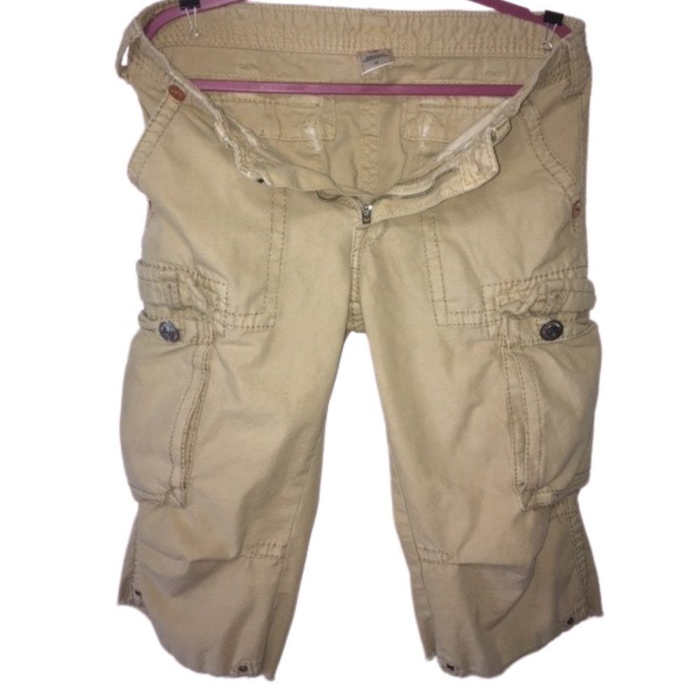 True Religion long cargo shorts khaki color